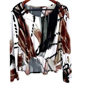 By JJ Womens XL Cropped Wearable Art to Wear Unique Artsy Blouse Shirt Top